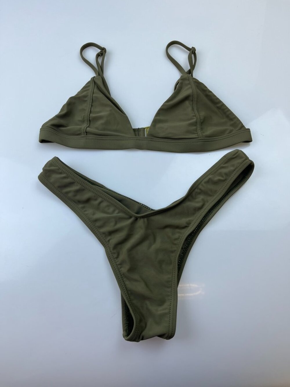 Kira Swim Olive Green Triangle Bikini Top & High-Cut Bottom Set N255-17